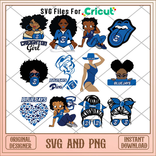 Creighton Bluejays girl svg, Creighton Bluejays svg bundle, NCAA svg 