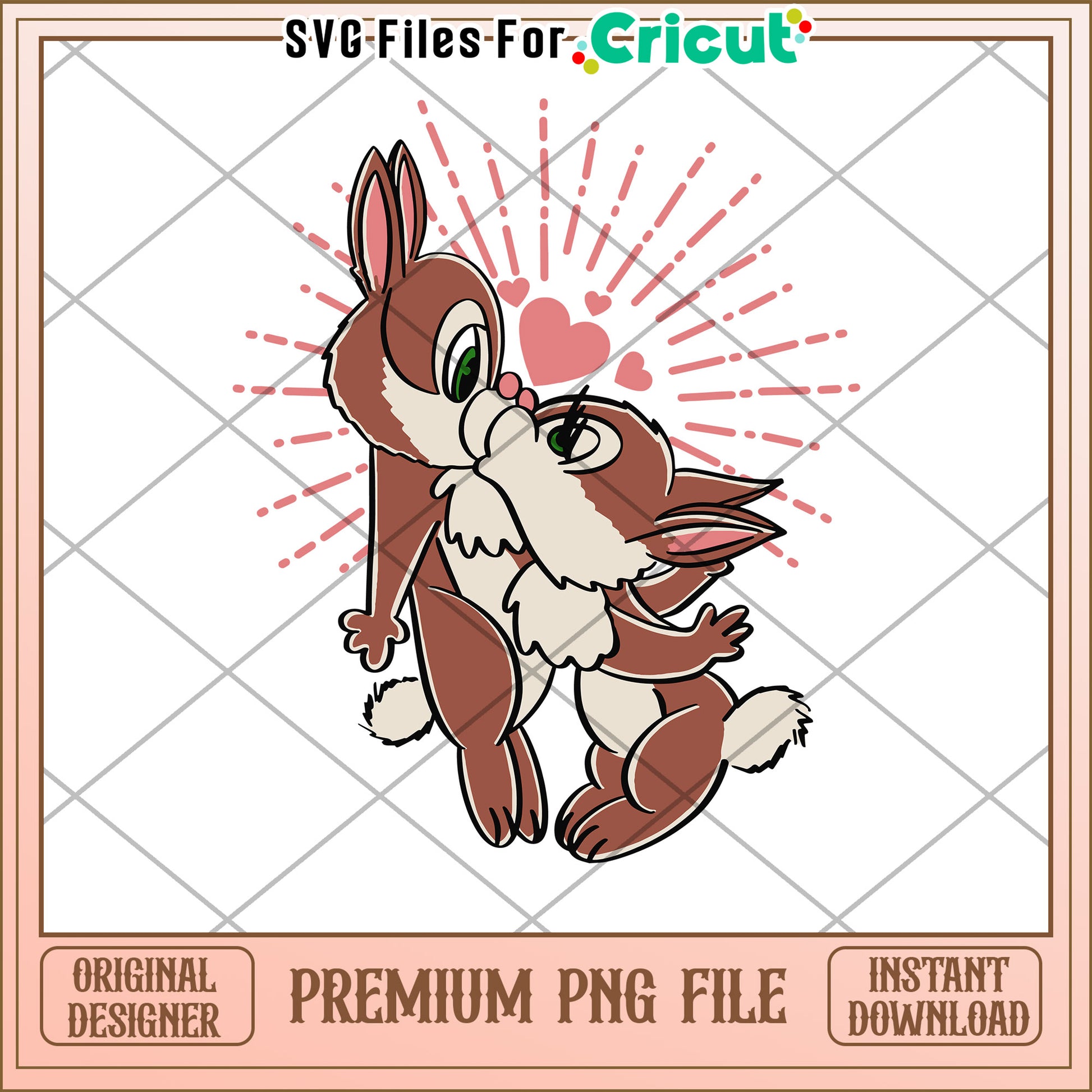 Cricut Bunny Kiss PNG, Instant Download