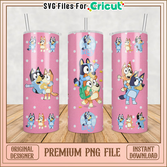 Cricut Compatible Tumbler PNG File with Cute Bluey Designs for Kids