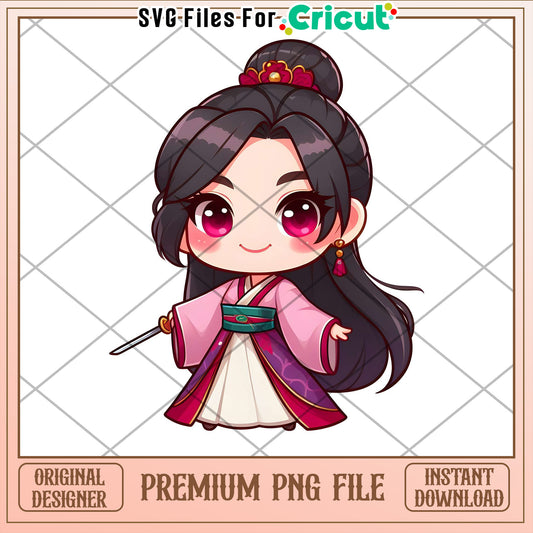 Cricut PNG Cute Anime Girl Design