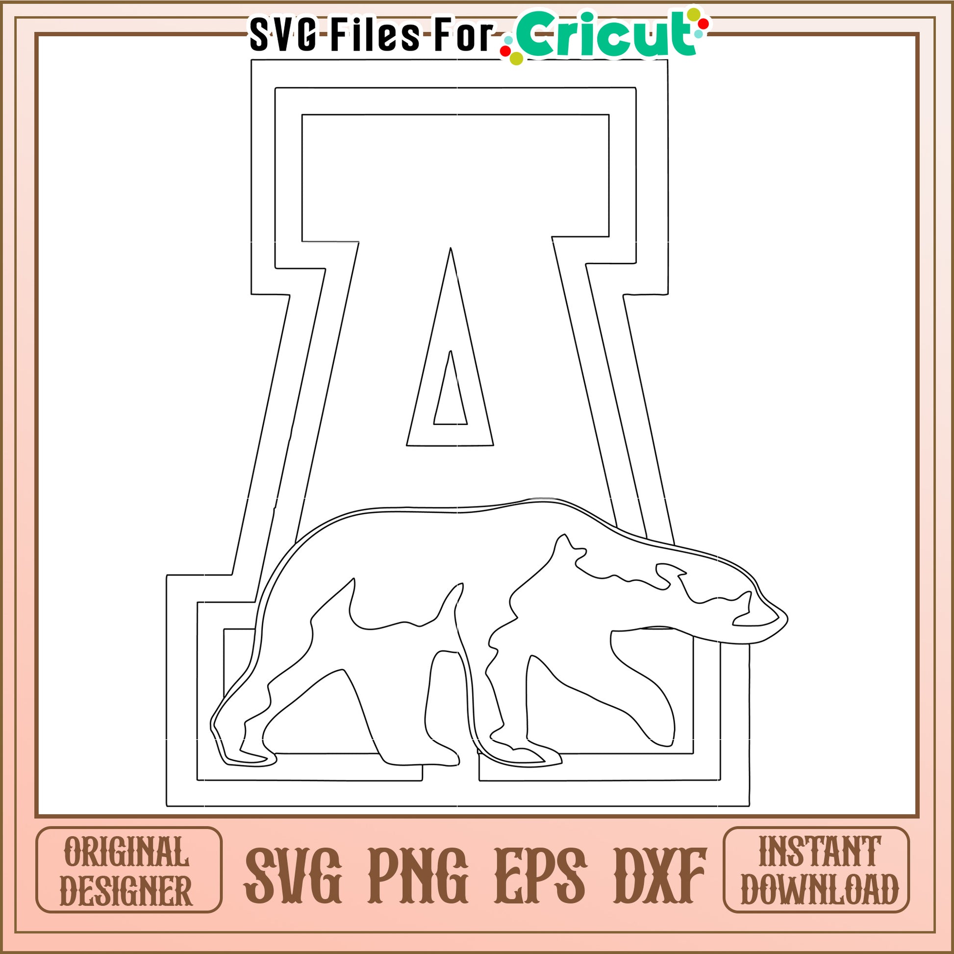 Cricut SVG File of Letter A with Bear Design, Perfect for DIY Projects