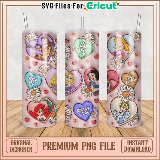 Cricut Tumbler PNG File with Colorful Heart Designs for Love