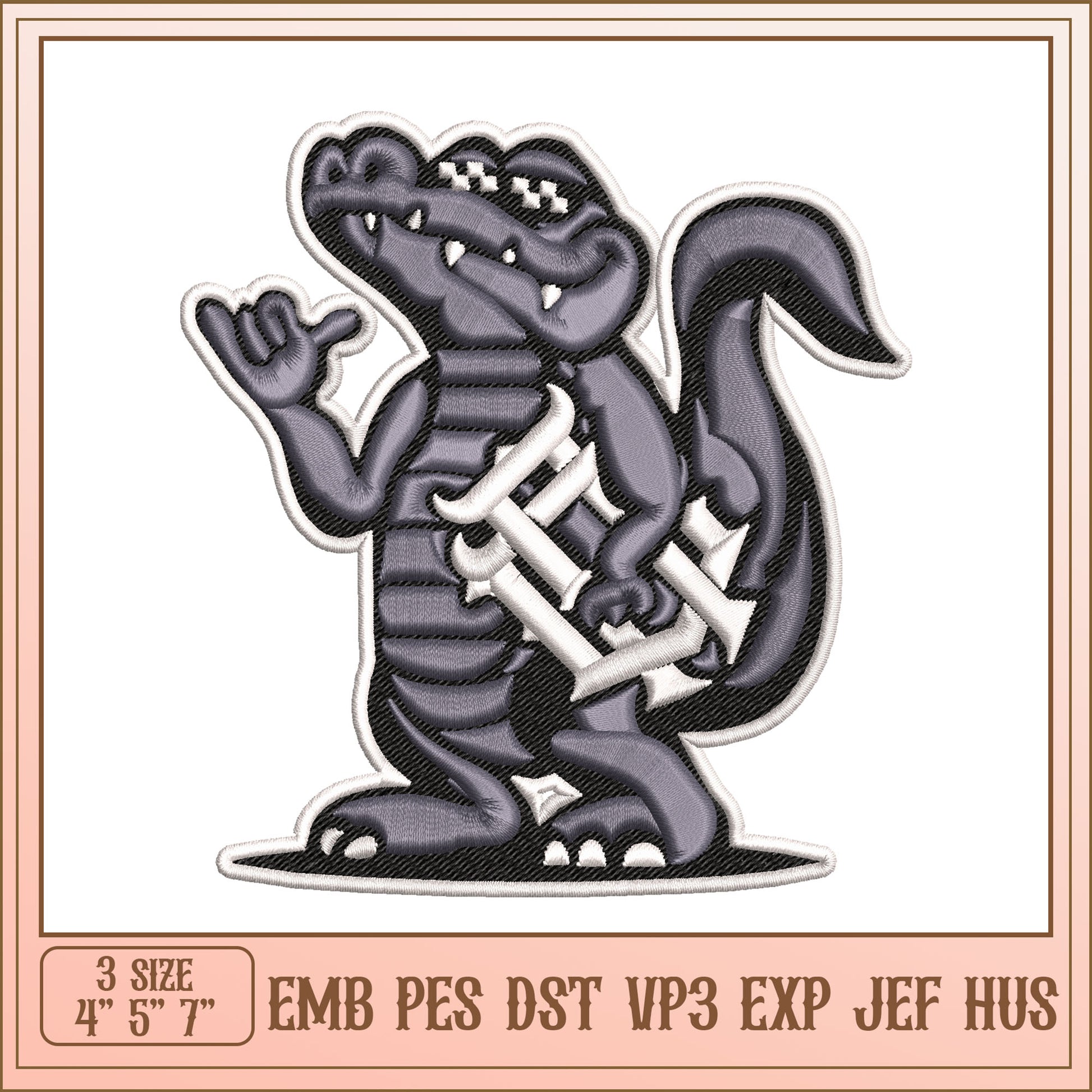 Crocodile Embroidery Design - EMB PES DST