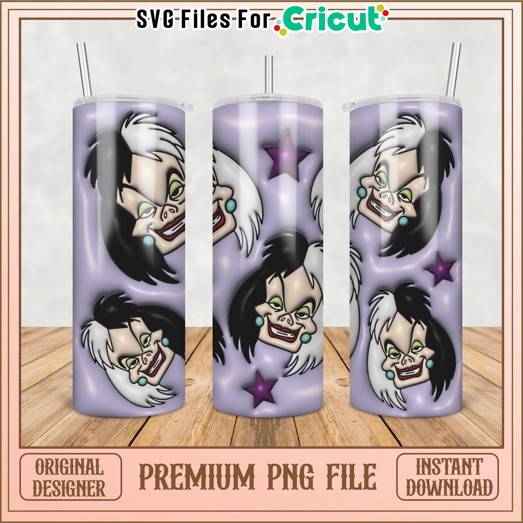 Cruella De Vil PNG Tumbler Design