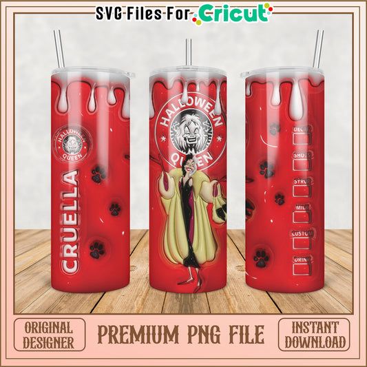 Cruella Halloween PNG Tumbler Design