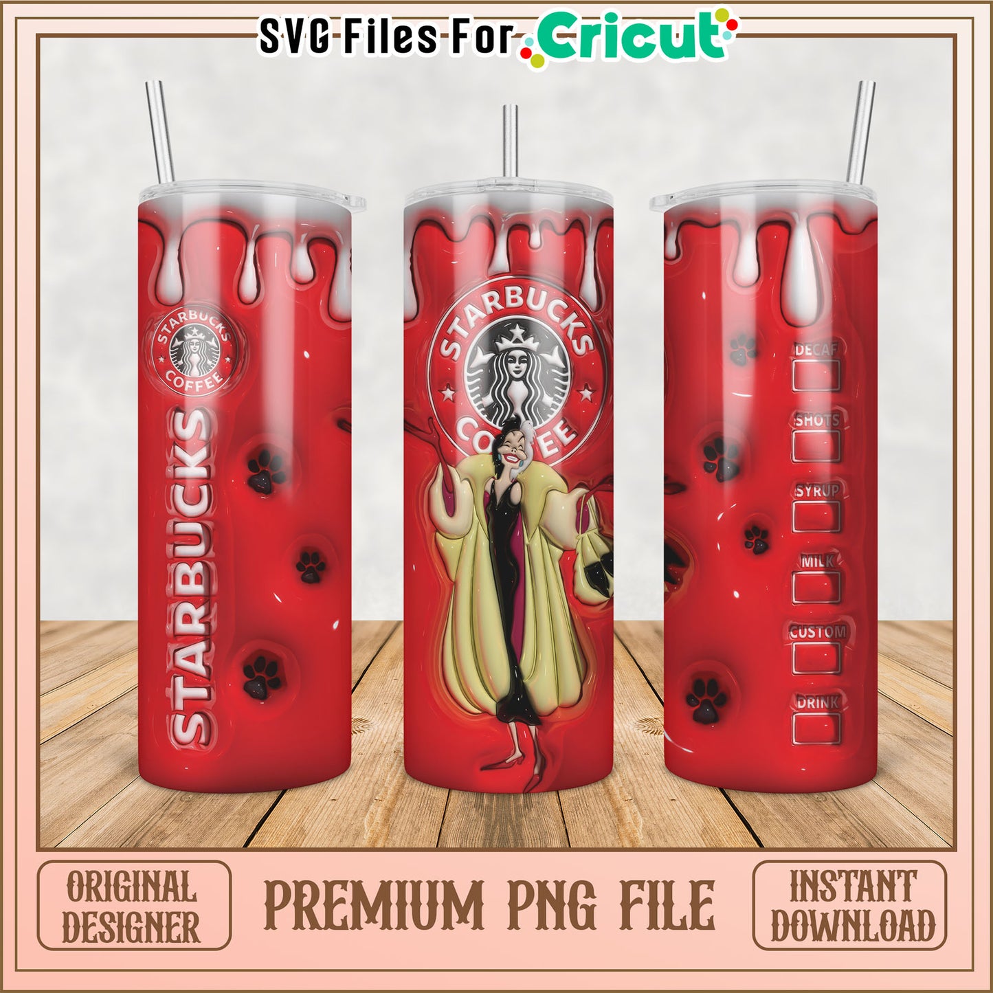 Cruella Starbucks PNG Sublimation