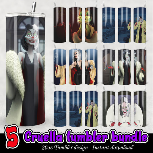 Cruella Tumbler Wrap bundle, 101 Dalmatians 20oz tumbler bundle