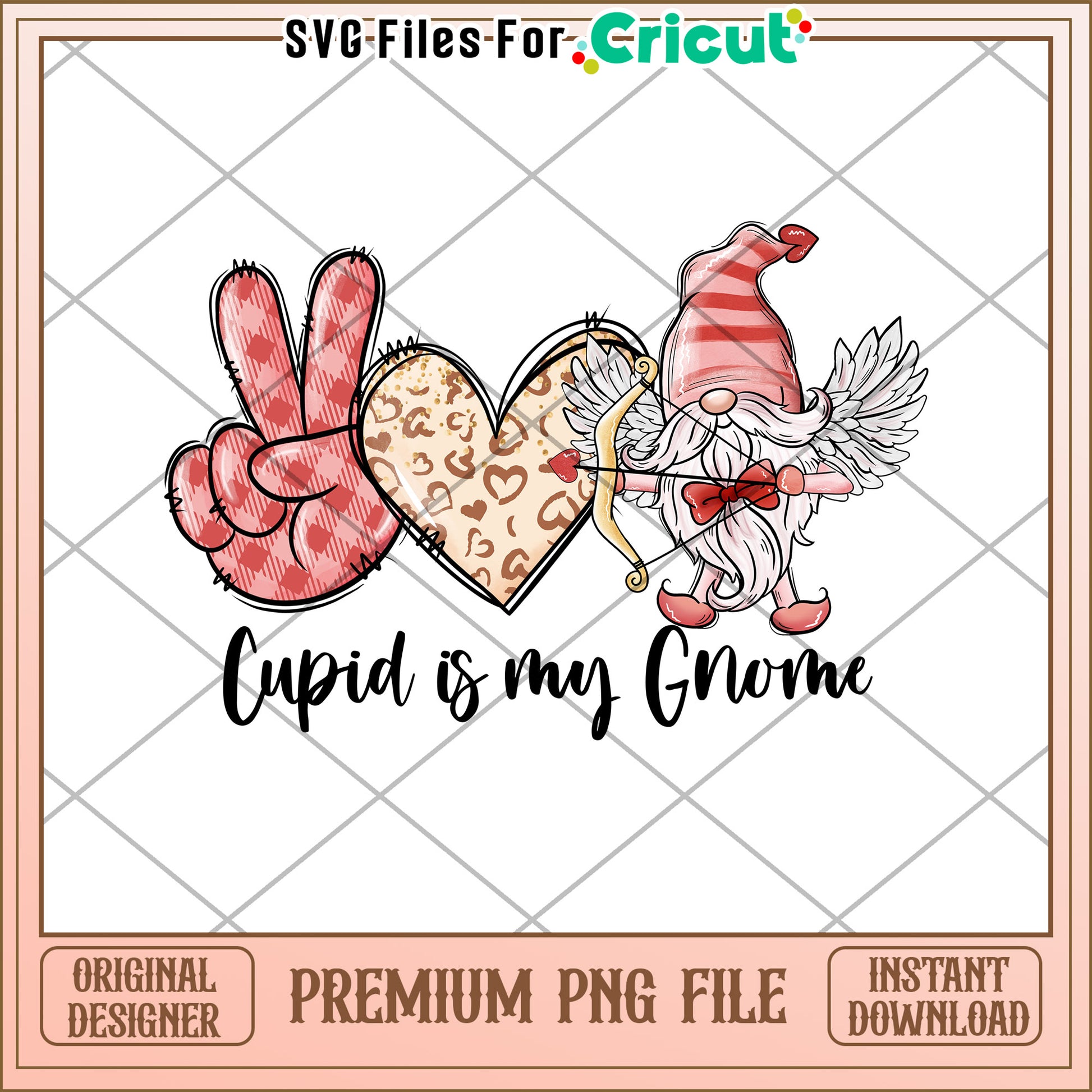 Cupid Gnome Valentines PNG Design