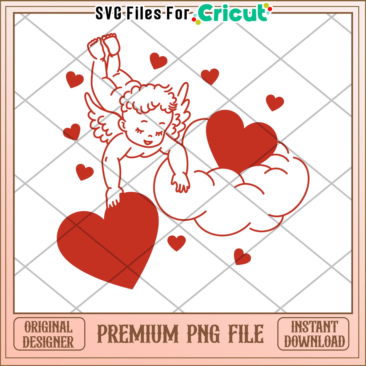 Cupid Heart PNG Valentines Day Cricut