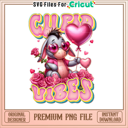 Cupid Vibes Eeyore Valentines PNG