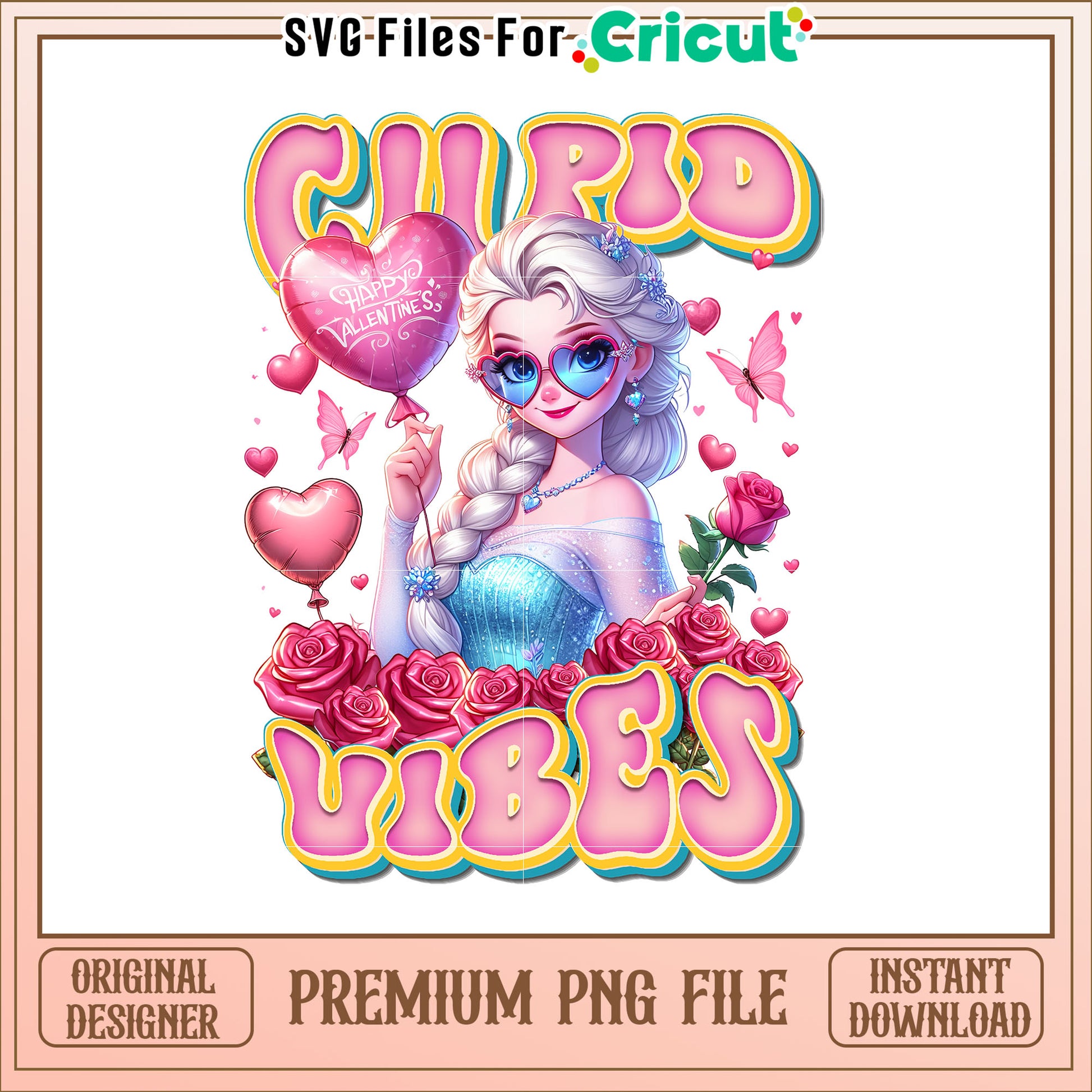 Cupid Vibes Happy Valentines Day PNG Graphic for Kids Decor 