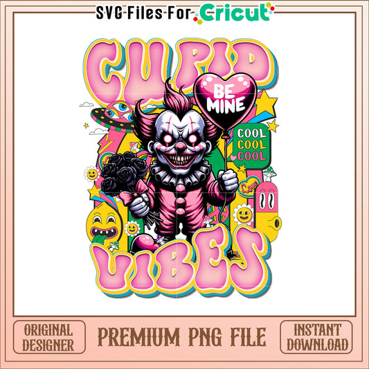 Cupid Vibes PNG Cool Clown Valentines Graphic
