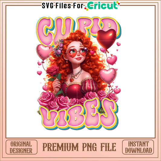 Cupid Vibes Romantic Illustration with Hearts and Roses PNG