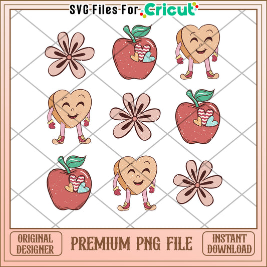 Cute Apple Heart Flower PNG Clipart