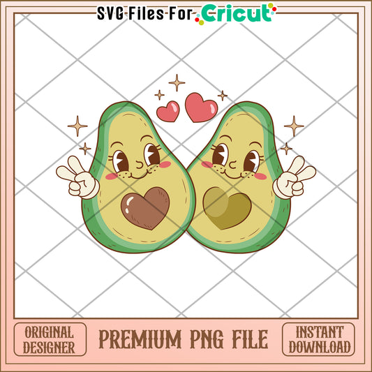 Cute Avocado Couple PNG Design