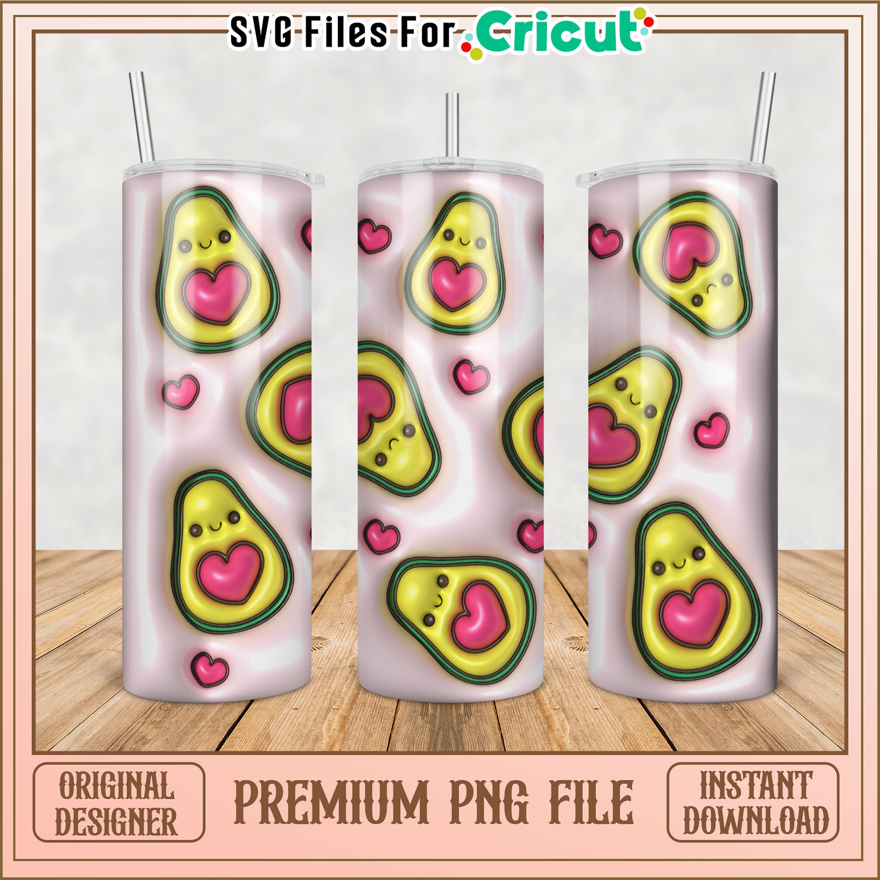 Cute Avocado Tumbler PNG Design