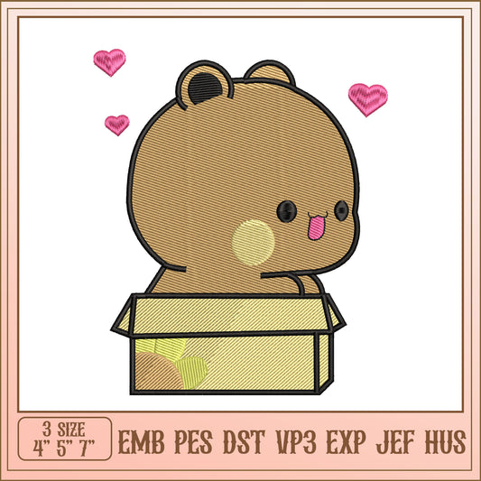 Cute Bear Box Embroidery Design