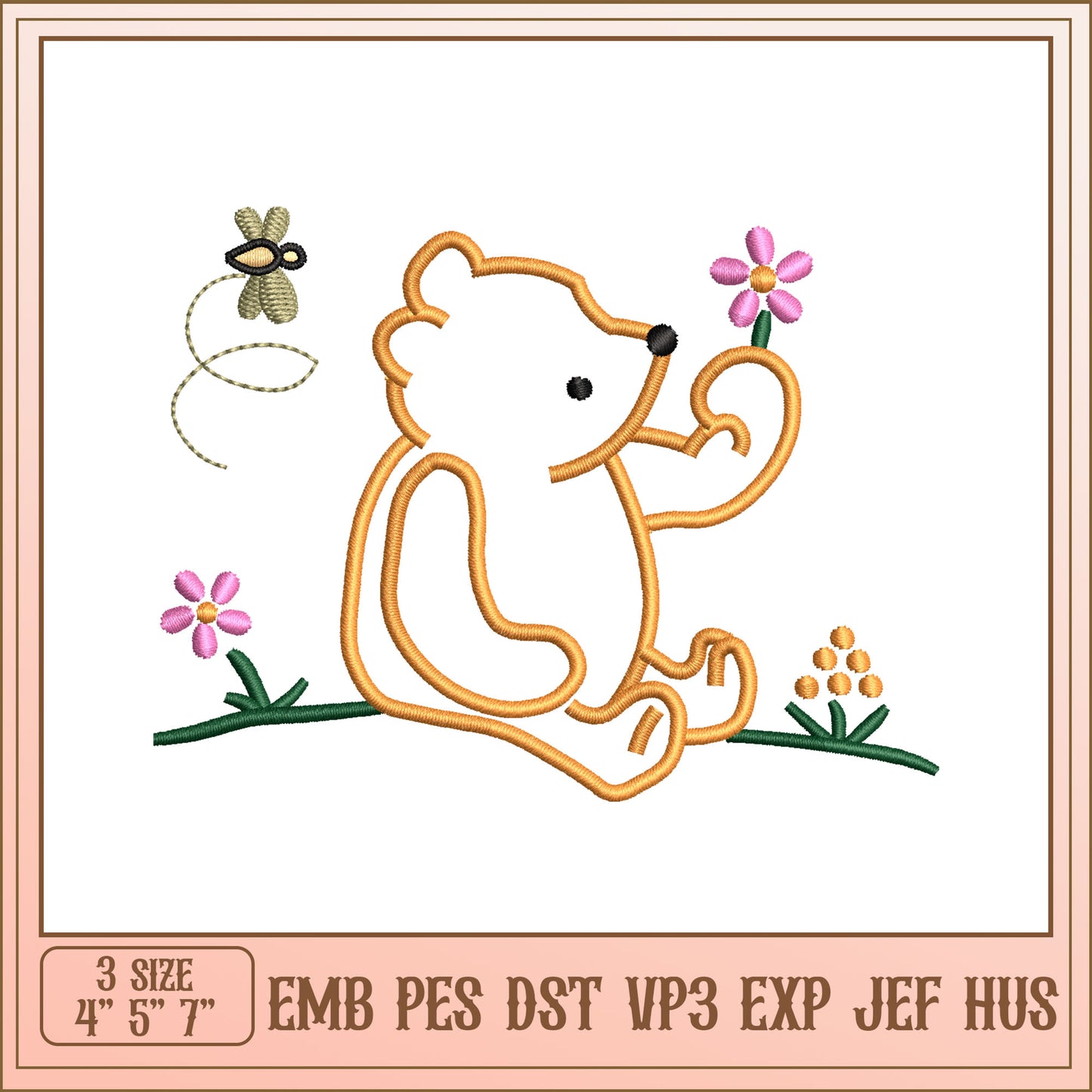 Cute Bear Embroidery Design