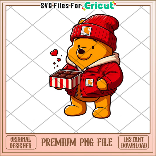 Cute Bear Holding Chocolates PNG for Instant Download