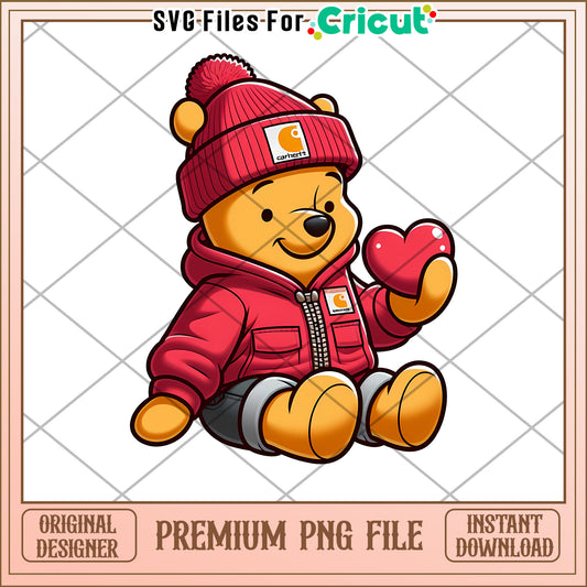 Cute Bear Holding Heart PNG File for Crafts Download
