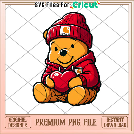 Cute Bear Holding Heart PNG for Cricut Projects