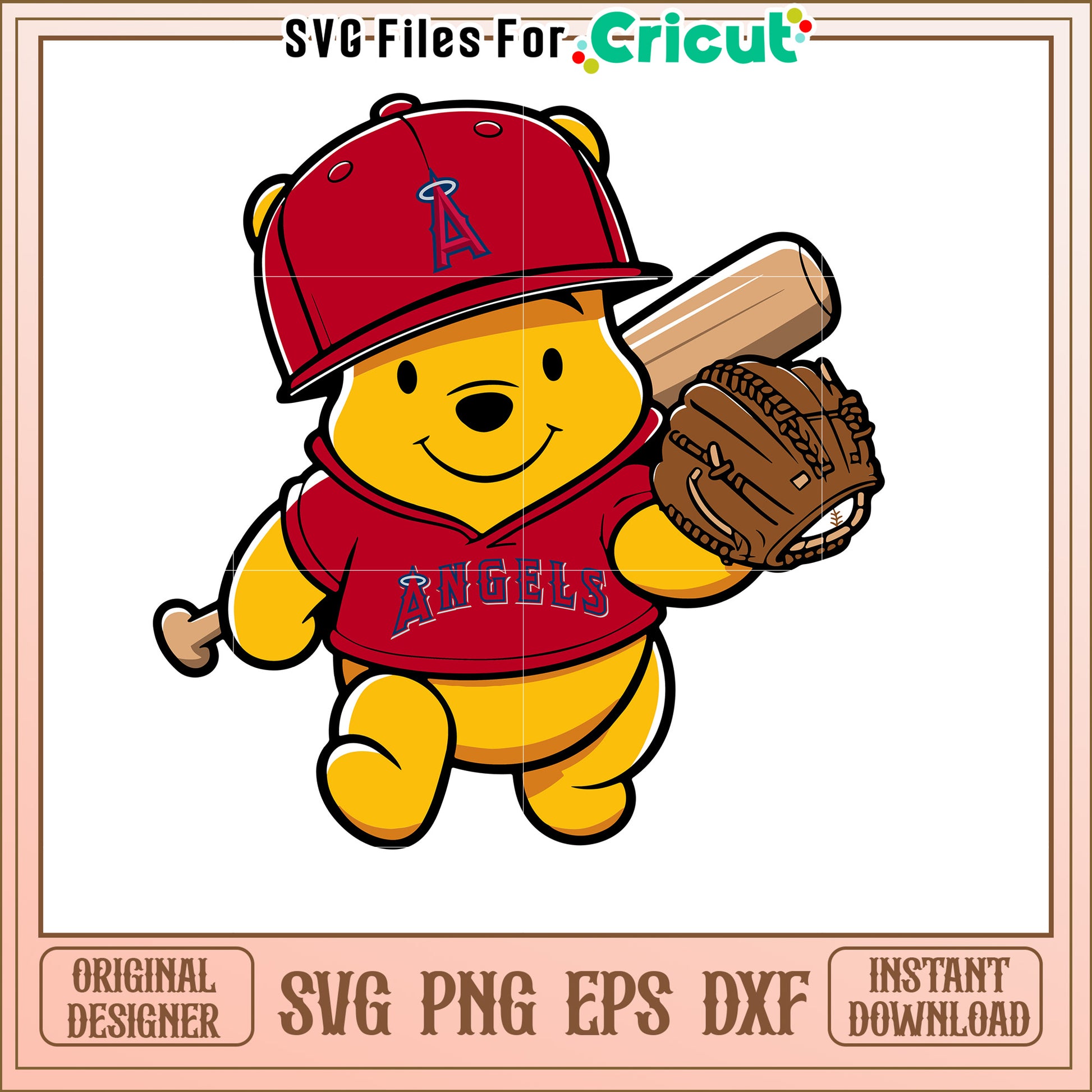 Cute Bear Wearing Angels Jersey and Cap SVG Design