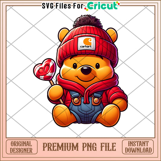 Cute Bear in Red Hoodie PNG for Cricut Projects