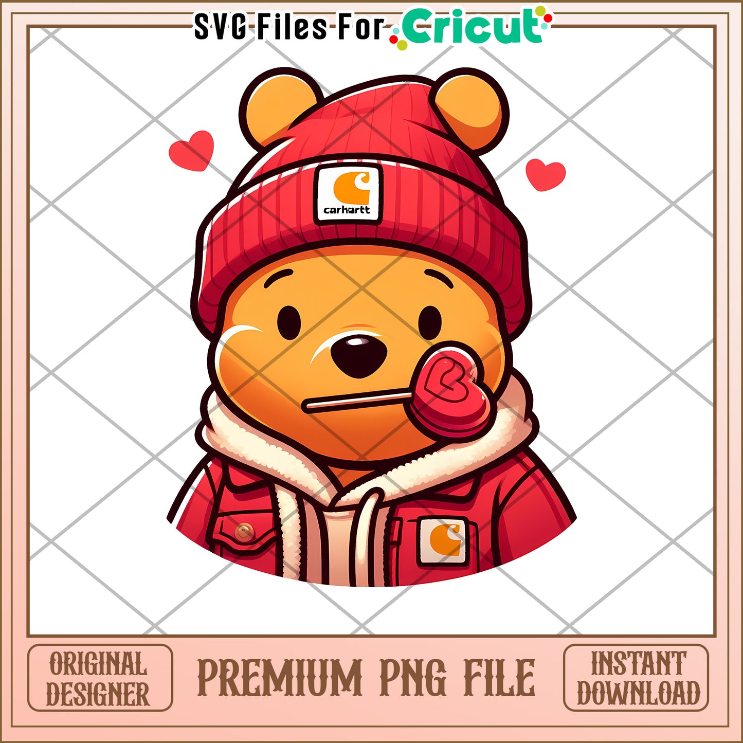 Cute Bear in Red Jacket PNG for Instant Download