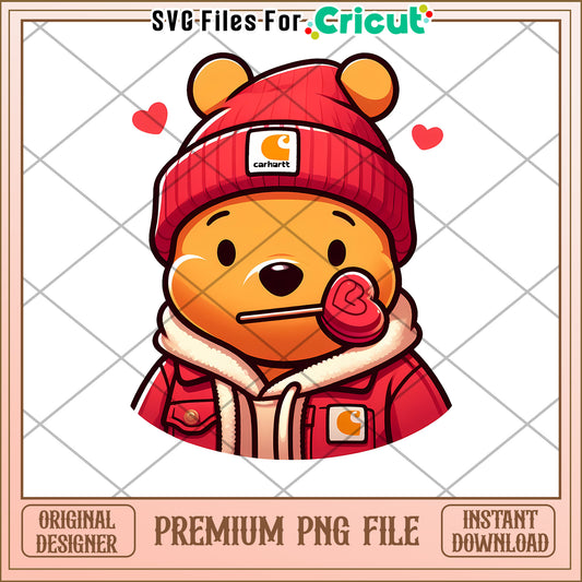 Cute Bear in Red Jacket PNG for Instant Download