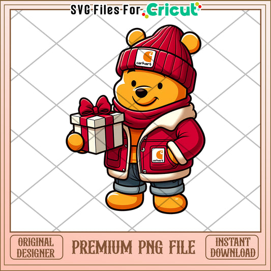 Cute Bear with Gift PNG File for Cricut Design Projects