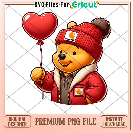Cute Bear with Heart Balloon PNG for Crafting Projects