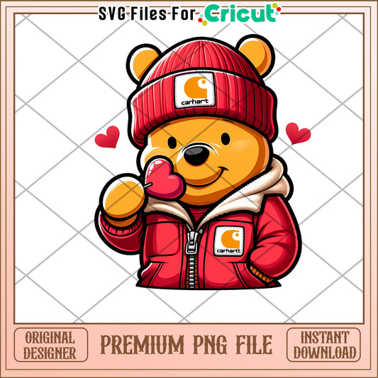 Cute Bear with Heart PNG File for Craft Projects