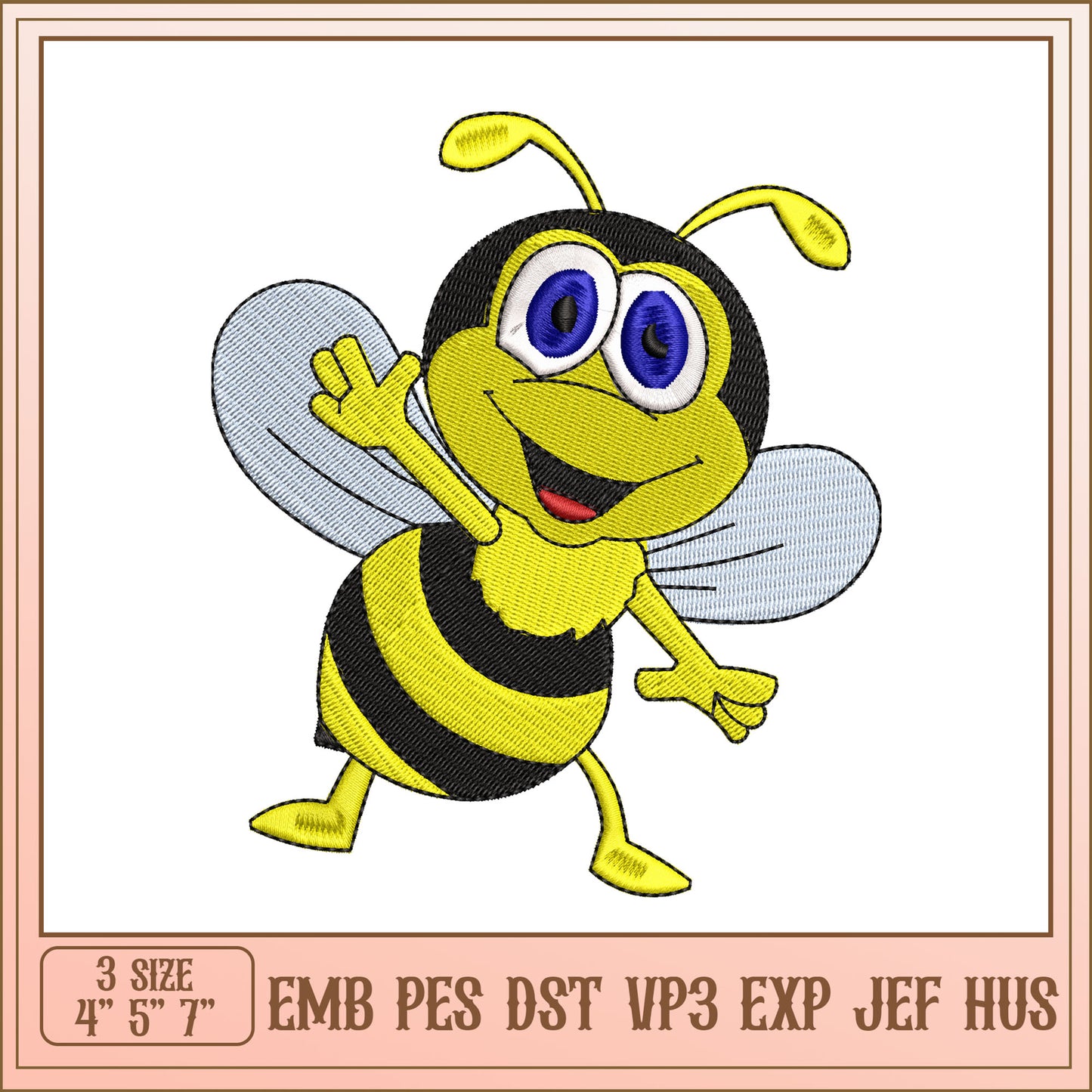 Cute Bee Embroidery Design