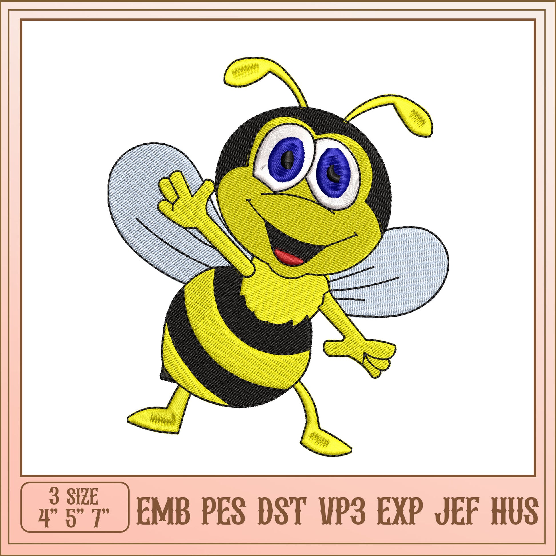 Cute Bee Embroidery Design