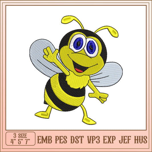 Cute Bee Embroidery Design