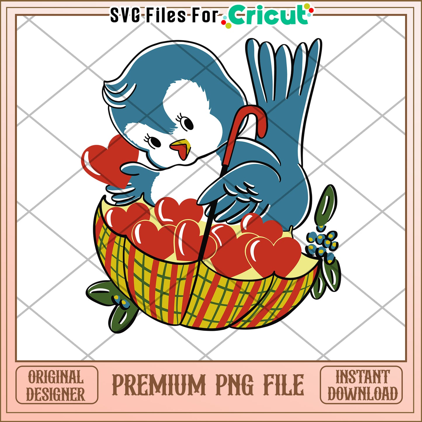 Cute Bird Valentine PNG Cricut Design