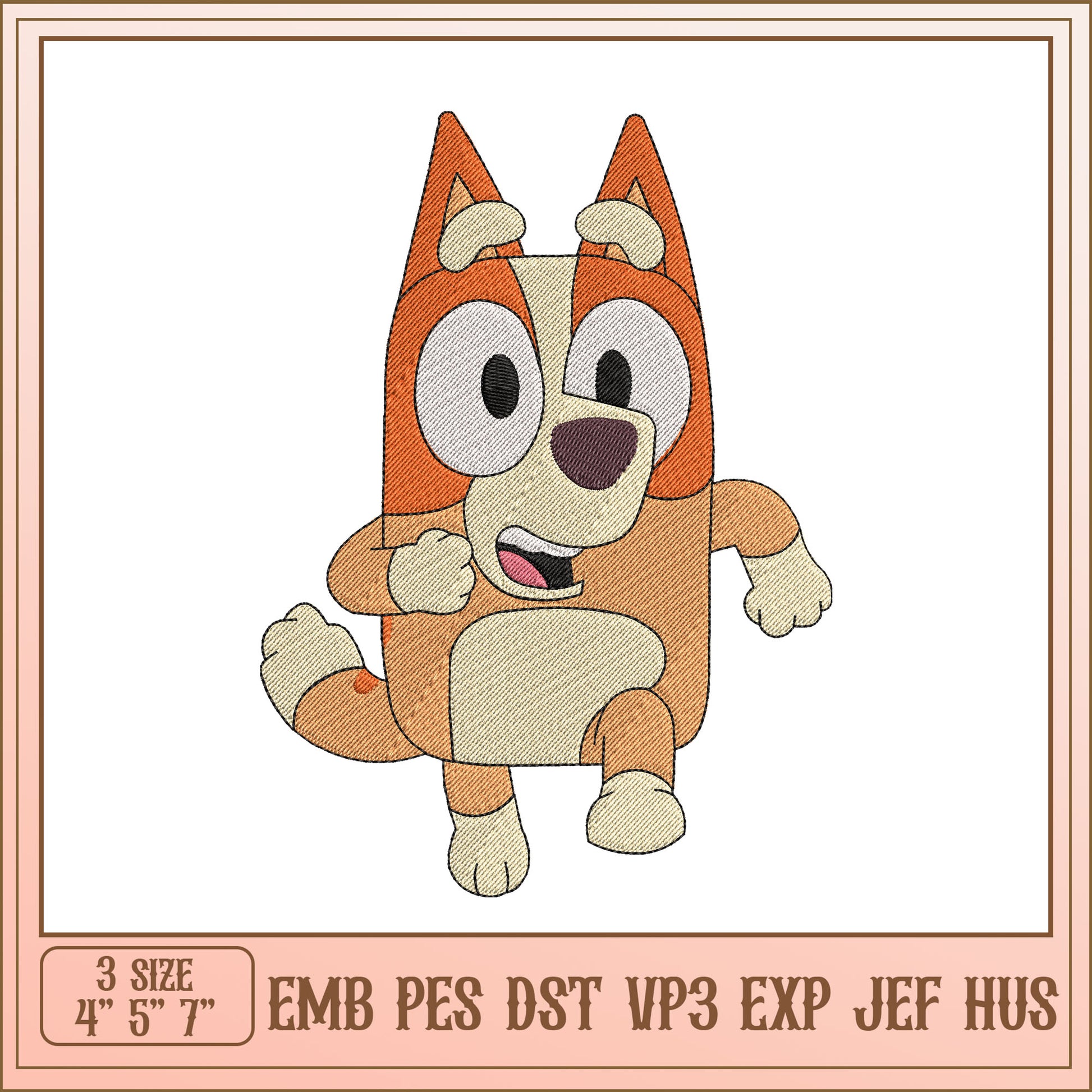 Cute Blue Heeler Dog Embroidery Design in Three Sizes Available