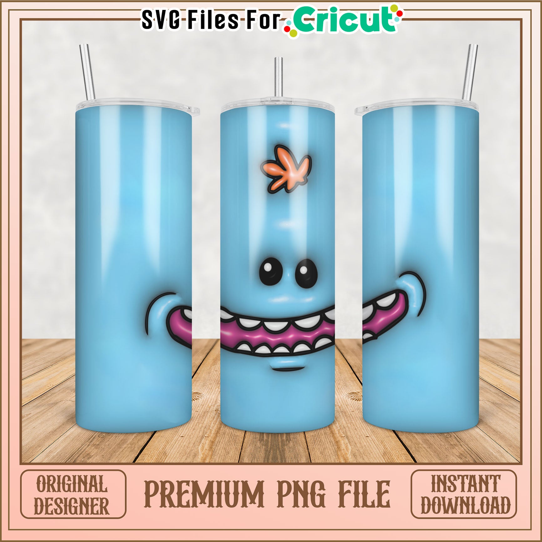 Cute Blue Tumbler PNG File for Cricut Instant Download Designs