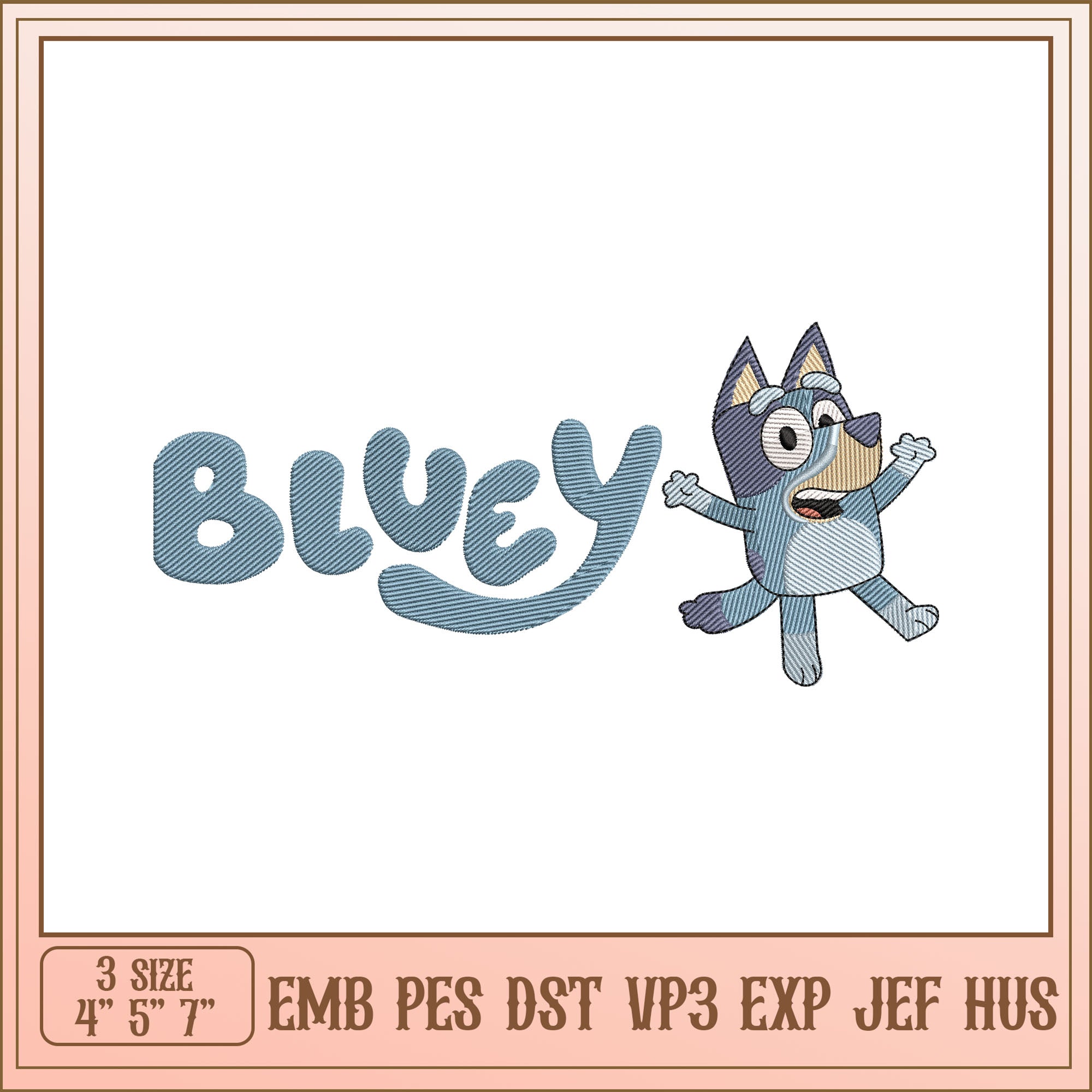 Cute Bluey Embroidery Design for Kids 3 Size Options Available – svg ...