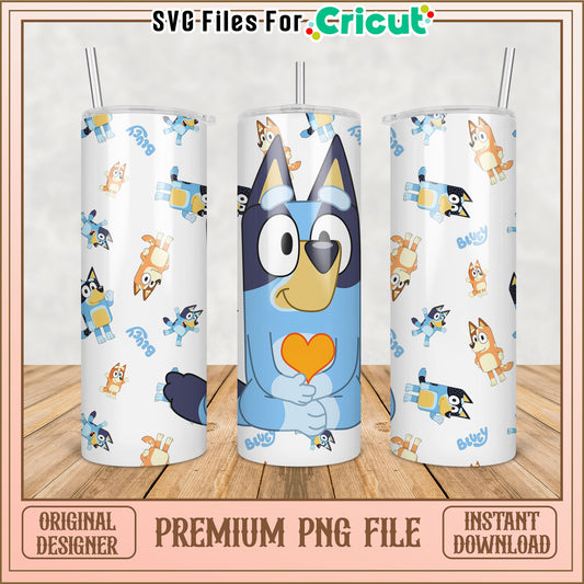 Cute Bluey Tumbler PNG Design for Cricut Crafting Projects