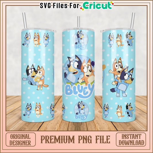 Cute Bluey Tumbler PNG Design for Cricut Premium Downloads