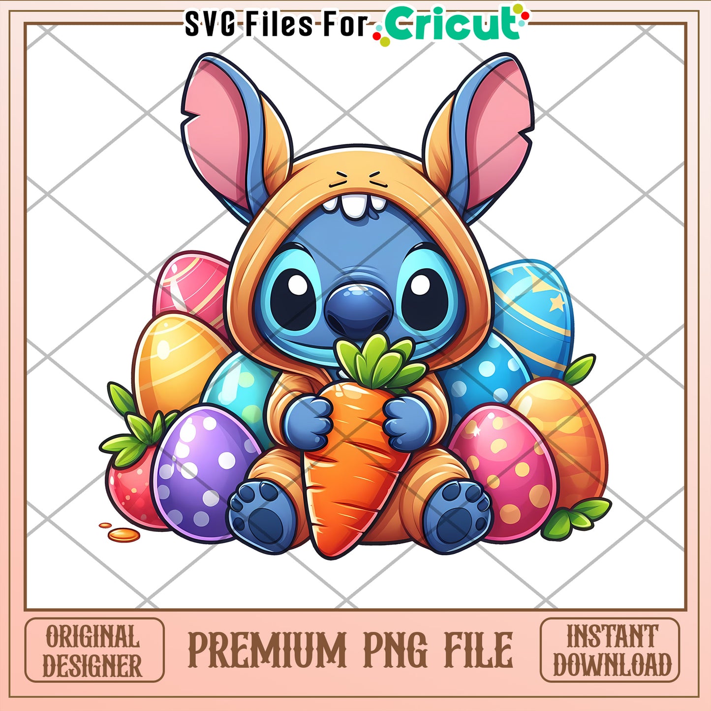 Cute Bunny Character with Easter Eggs PNG Download File