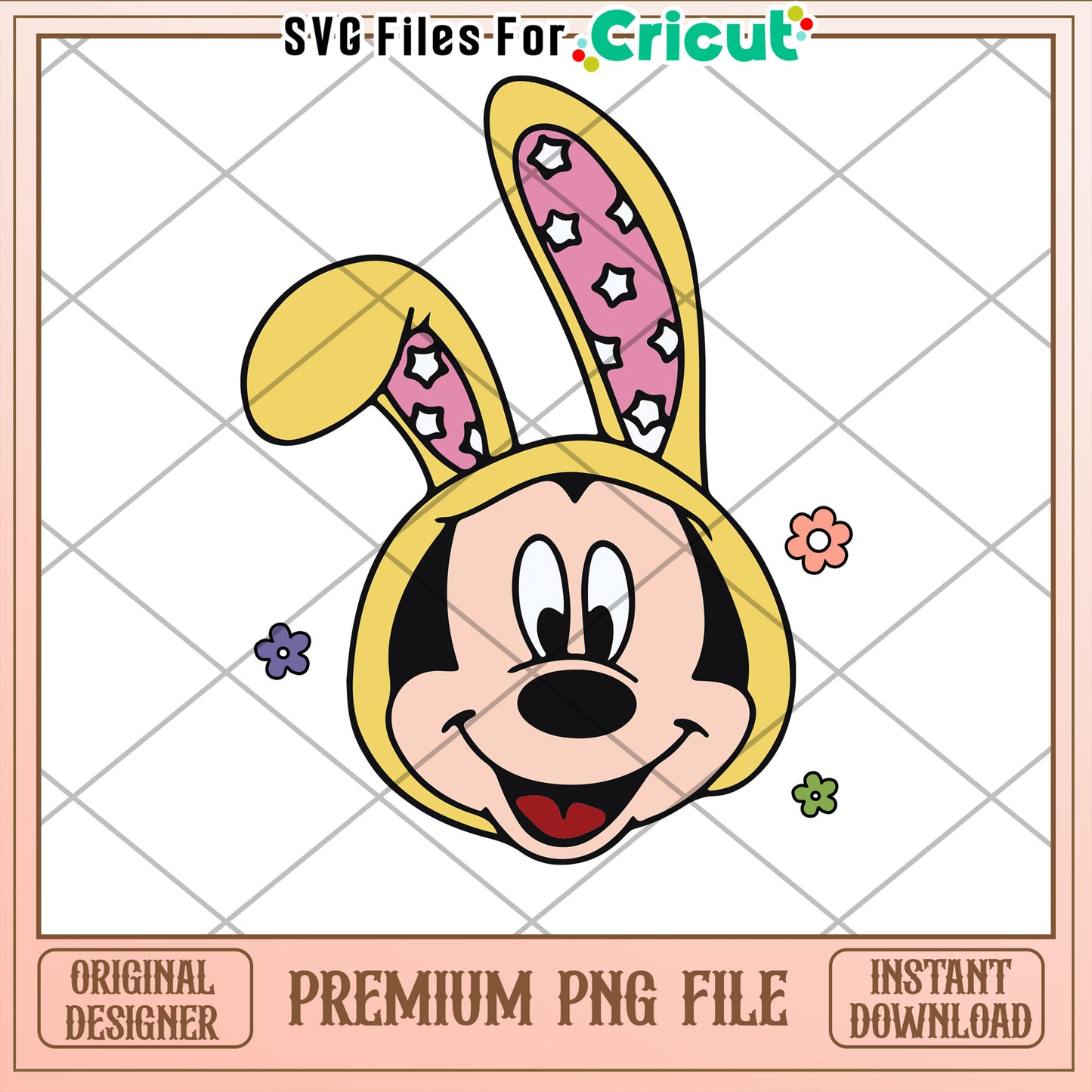 Cute Bunny Ears Mickey Mouse PNG for Crafts and Decor