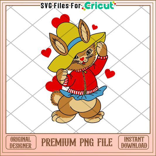 Cute Bunny PNG Valentines Day Design