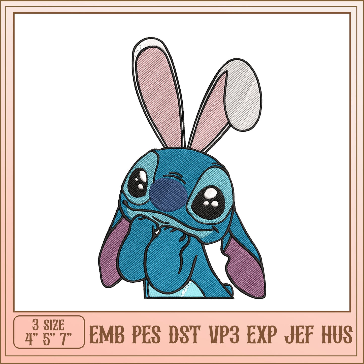Cute Bunny Stitch Embroidery Design in Multiple Formats Available