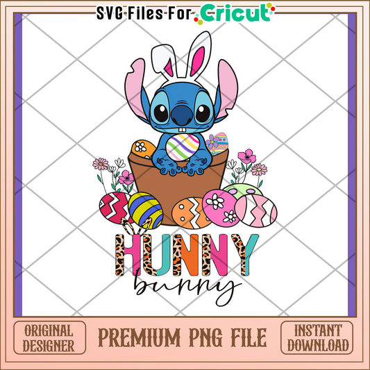 Cute Bunny with Easter Eggs PNG Design Download