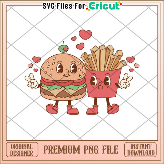 Cute Burger Fries PNG Instant Download