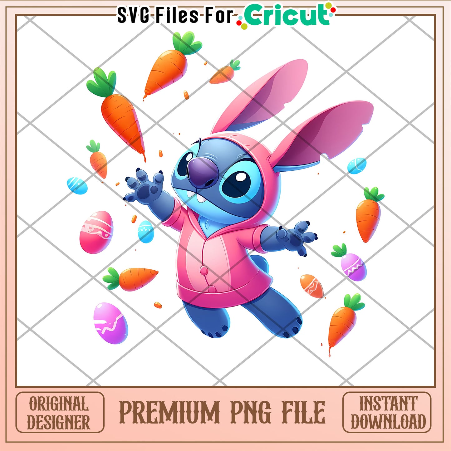 Cute Cartoon Character with Carrots and Eggs PNG File