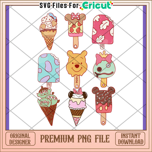 Cute Cartoon Ice Cream PNG Designs