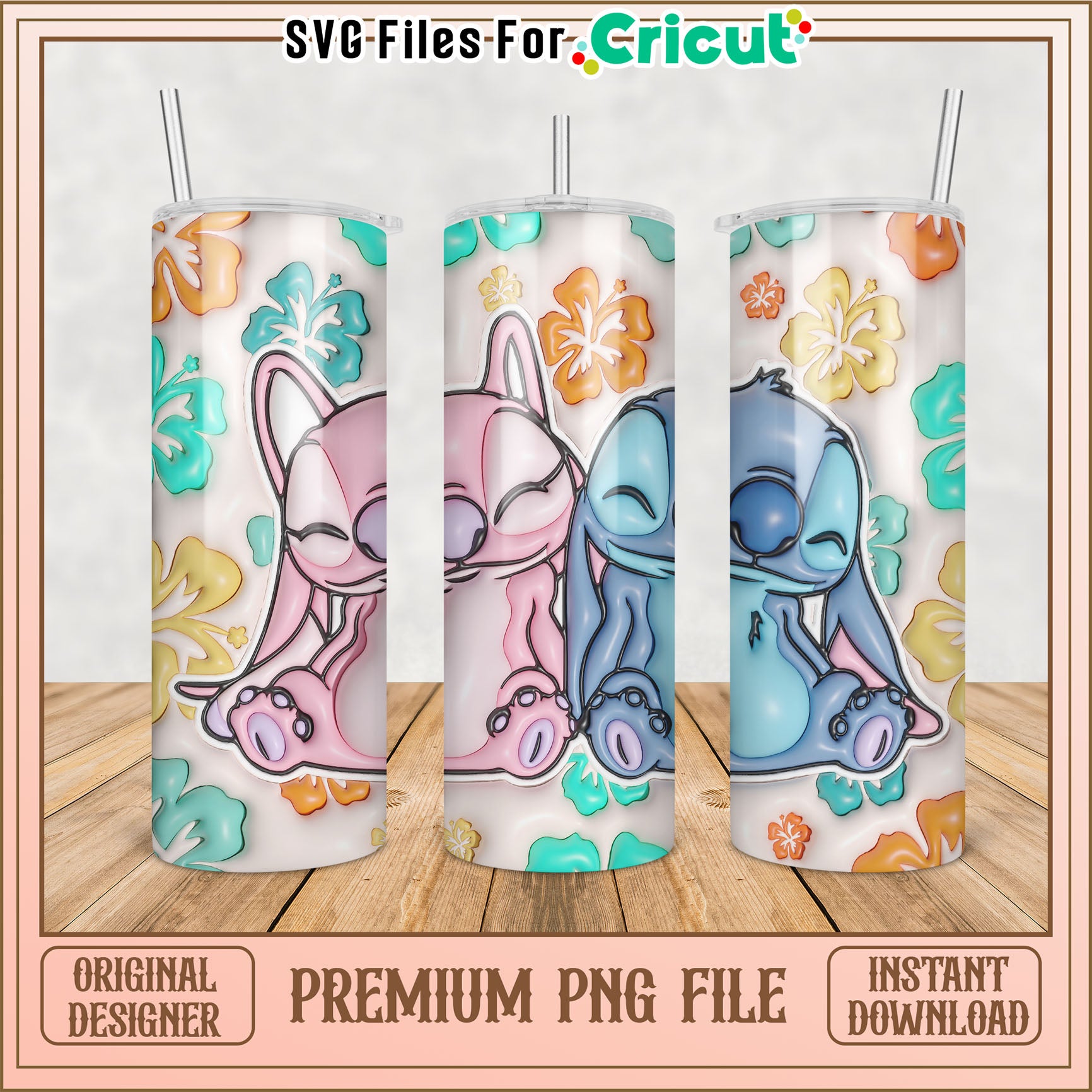 Cute Cartoon Tumbler PNG for Cricut DIY Projects Instant Download